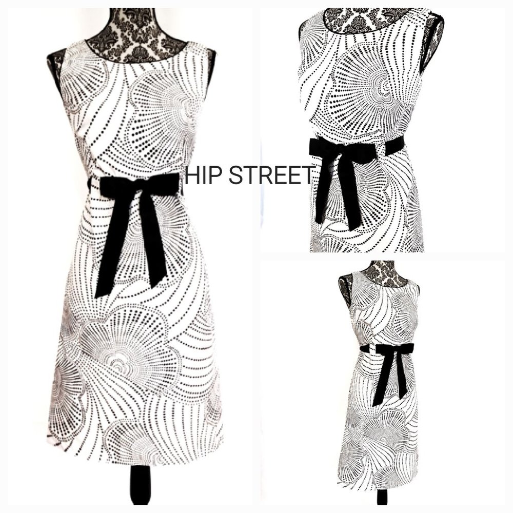 SHERI MARTIN Sleeveless Bow Sash Waist Print Fit & Flare Dress
